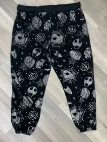 Disney Nightmare Before Christmas Velour Foil Sleep Joggers Black Silver XL