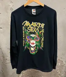 The Vintage Shop Vintage Y2K Mardi-Gras New Orleans LA French Quarter Black Long Sleeve Tee Large