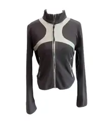 Free People Movement In The Zone Fleece Zip Up Gunmetal/Wintergreen XS