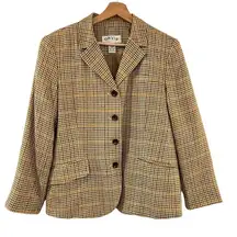 ORVIS Multicolored Houndstooth Button Down Woven Silk Blazer Size 10