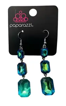 Paparazzi “cosmic Red carpet” Iridescent Blue and Green Earrings