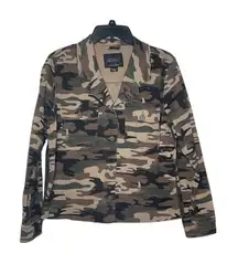 Sanctuary Women's Jacket Camo Shacket Snap Pockets Long Sleeve Green Small‎