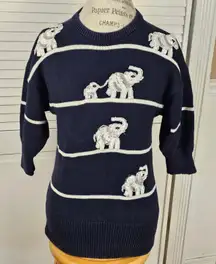 Vintage‎ The Glory B By Gloria Furman Navy Embellished Elephant Sweater Medium