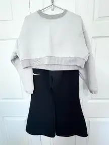 Nike Black and White Crop Sweatshirt and Flare Sweatpants set MEDIUM
