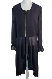 Simply Noelle Black Chiffon and Knit Zip-Up Jacket NWT Size Small/Medium