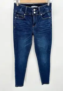 JustFab Dark Wash Blue Denim Double Button Skinny Jeans Women's Size 26