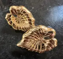 Gold Philodendron Leaf Earrings
