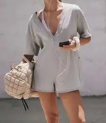 FREE PEOPLE MOVEMENT Hot Shot Tee Romper in Light Blue Grey Size XS