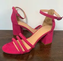 A new day faux suede, pink block heel size 9 1/2