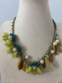 Coldwater Creek flapper style floral stone statement necklace