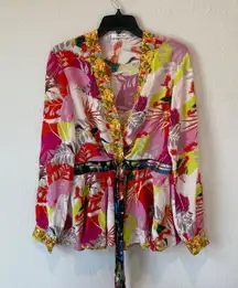 Silk Lacey Bird Leaf Jacket Size M