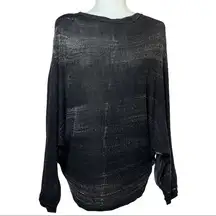 Tina + Jo black mixed media scoop neck top S new