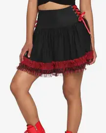 Hot Topic Black & Red Side Lace-Up Skirt