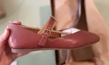 Lucky Brand Women's Albajane Mary Jane Ballet Flat Gold Accent in Henna sz 7.5 M