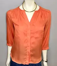 Silky Apricot Button Down Blouse Size 6