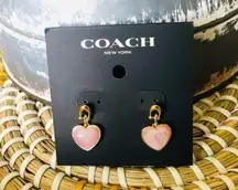 Coach rose pink quartz heart earrings dangle stud​​