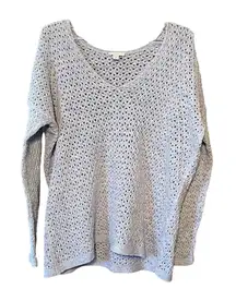 J. Jill Woman's Light Blue Thick Knit Casual Cotton Sweater Size Medium