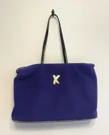 Vintage Paloma Picasso Fabric Tote Bag Purse Purple Felt‎ Travel Zipper READ