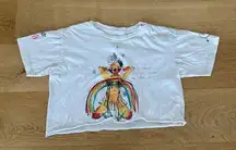 by Samii Ryan Rainbow Girl Raw Edge Crop Top in White and Multi