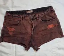 Free People Distressed Brown Jean Shorts