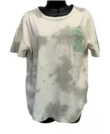 Disney Green/White Tie Dye‎ Short Sleeve Embroidered T-shirt Size M Pocket