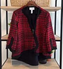 Joseph Ribkoff Ponte Asymmetrical Swing Jacquard Cardigan Blazer Wrap Jacket Blo