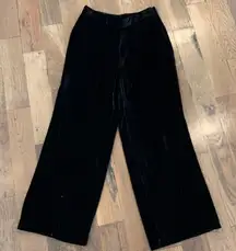 Womans Vintage Black Velour Wide Leg Dress Pants Size 8