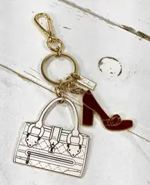 Burberry White & Burgundy Purse & Shoe Bag Charm/Keychain