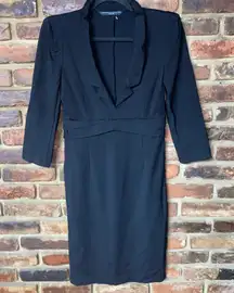 Philosophy Blues Original Black Long Sleeve V-Neck Blazer-Style Dress Women's