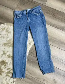 Straight Leg Raw Hem Jeans
