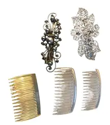 Let Of 5 Women's Vintage Hair‎ Clips & Side Comb Hair Claw