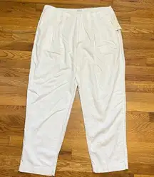 A New Day Womens 12 White Linen Pleated Trousers Pockets Basic Spring Summer New