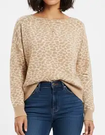 Talbots Beige Cheetah Leopard Animal Print Sweater 3X Plus Wool Cotton Blend