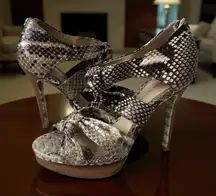 ALEXANDRE BIRMAN Snake Print Leather Heels Size 8