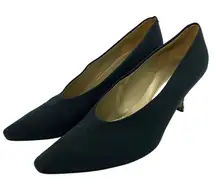 Vintage Via Spiga Fabric Upper Classic Block Heel Pointy Toe Heels