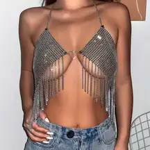 NEW - Bling Chest / Body Tassel Chain Top.
