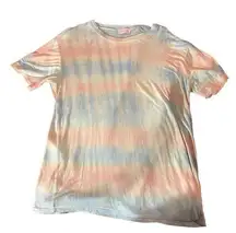 Pink Lily Pink & Blue Tie Dyed Slouchy Short Sleeve T Shirt Size Medium