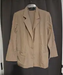 Sag Harbor Tan Blazer, Women's Medium Jacket, One Button Blazer, Vintage