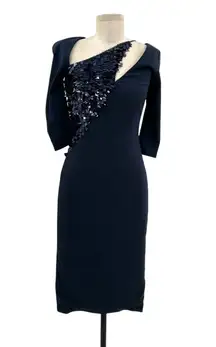 Cushnie et Ochs Larissa Sequin Pencil Dress Navy‎ Blue Size XYZ *Damaged