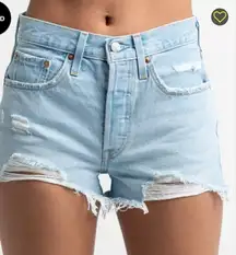 LEVIS PREMIUM 501 HIGH RISE DENIM SHORTS IN OJAI TOP SZ 28 PERFECT CONDITION