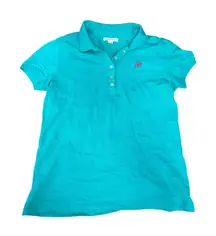 Aeropostale Polo Shirt Size Large Turquoise Pink A87 Short Sleeve Top