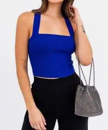 Le lis Royal Blue  Strappy Back Knit Crop Tank