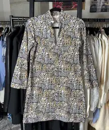 Jude Connally Chris Tunic Dress Elephant Print, Black Cream White