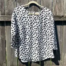 Melloday Printed Black and White Blouse | 1X