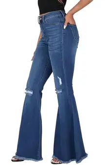 Rewash Blue Distressed Flare Jeans
