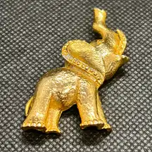 Vintage Gerrys Elephant Pin Brooch Gold Tone, Trunk Up Good Luck, Signed