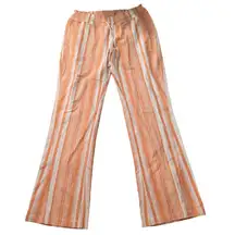 Roxy Orange And White Striped Linen Bland Pants Size XL