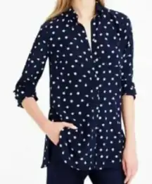 J Crew 100% Silk Clock Print Blouse Size 2