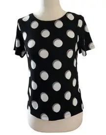 ZARA  Women Size Large Crop Top Fitted Polka Dot Shirt Blouse Black (19-227P)