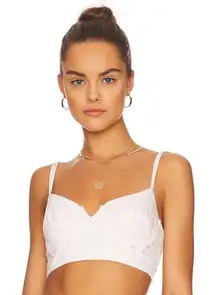 Tularosa Valentina Embroidered Bra Top in White XS